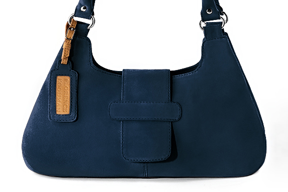 Navy blue women's medium dress handbag, matching pumps and belts - Florence KOOIJMAN